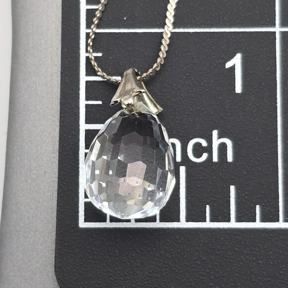 VTG Avon Sterling Silver Faceted Crystal Ball Pendant Necklace 18" Serpentine - Picture 9 of 9